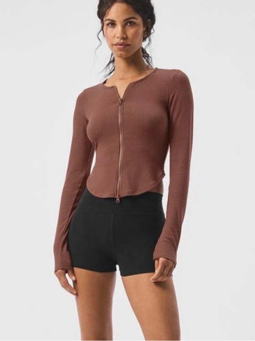 ALO YOGA Ribbed Stardust Jacket Chestnut Brown M